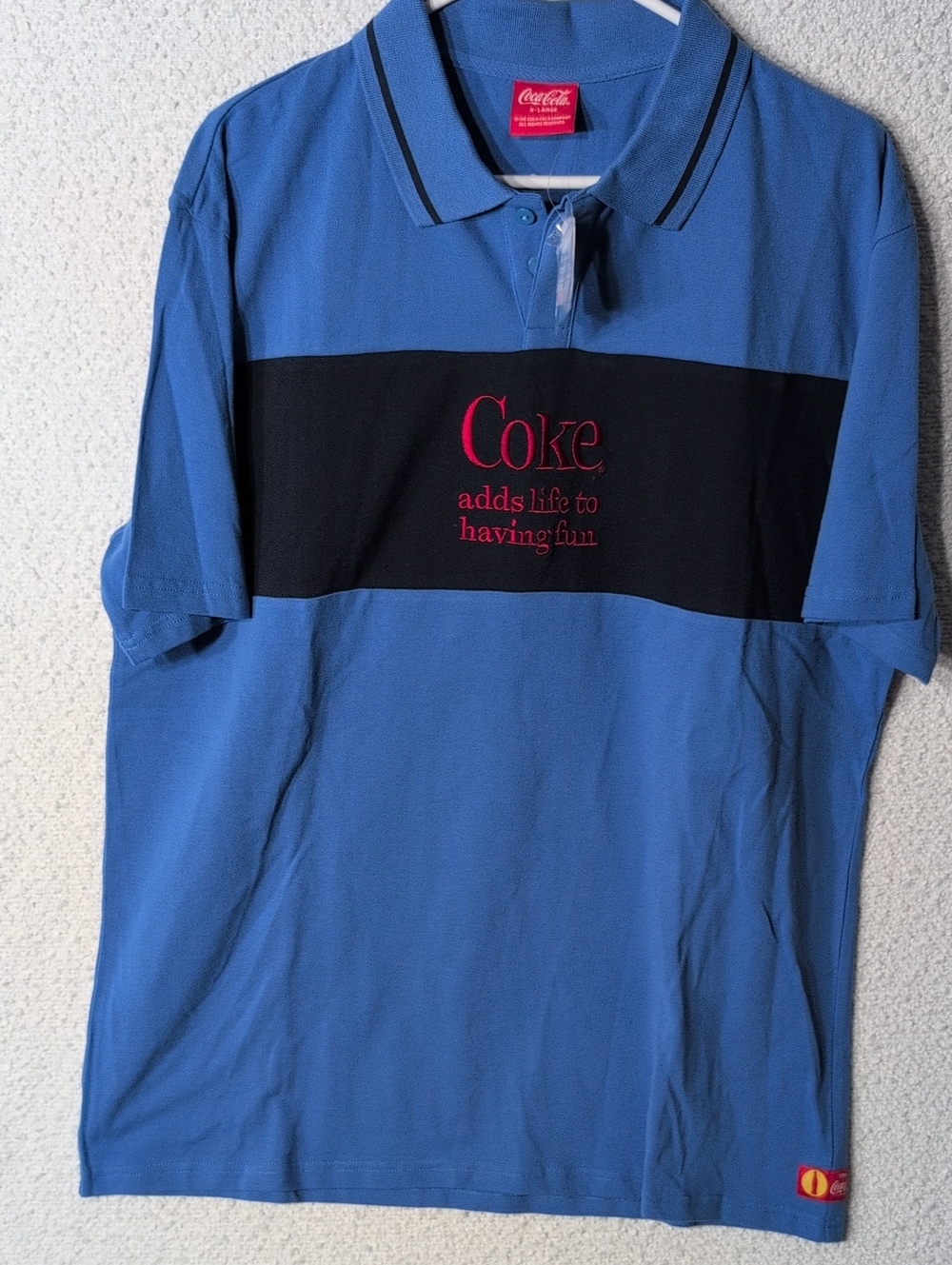 Vintage Coca Cola 1980’s Rugby Polo Shirt Blue/Navy -  XL - Short Sleeve
